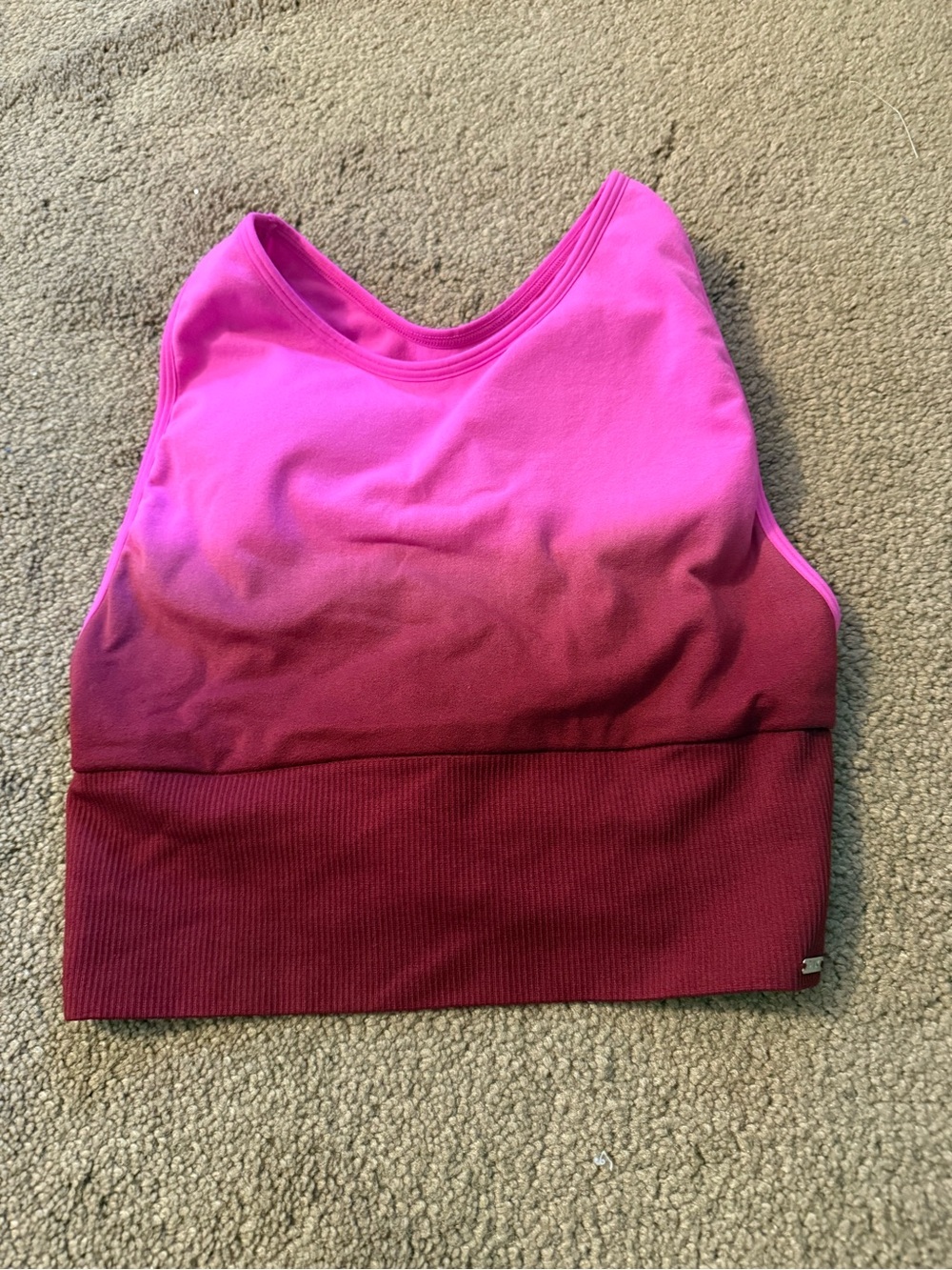 VS Pink Althetic Ombre High-Neck Crop Tank